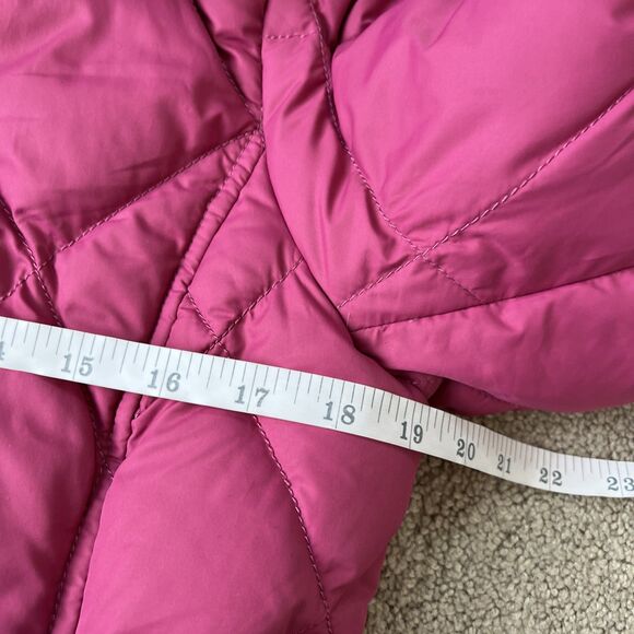 Lands End Down Puffer Jacket Women XS Petite 2-4 Pink Removeable Faux Fur Hood - Picture 4 of 8